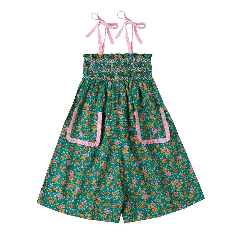 [Kidsagogo] Enola Smock Jumpsuit Florale - Green Camelia
