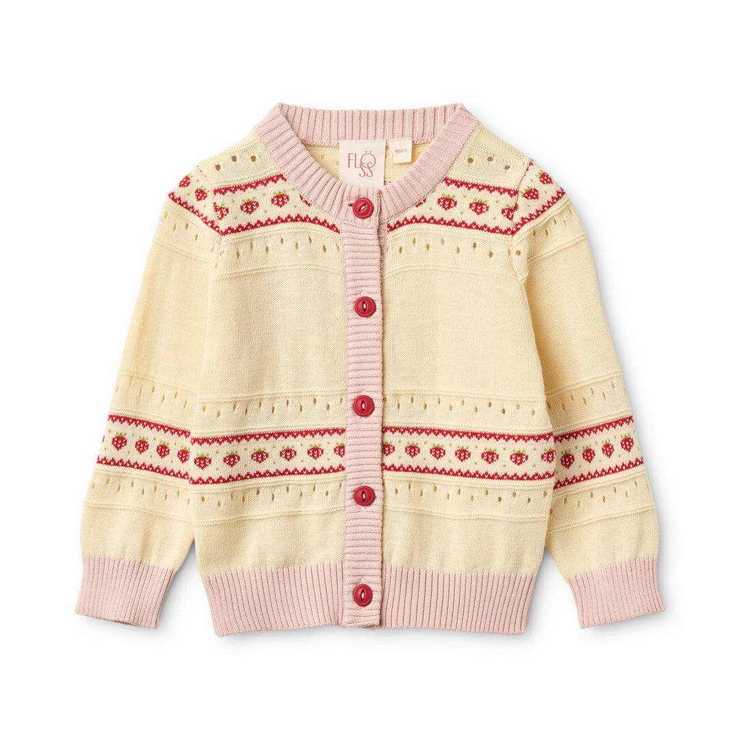 [Floss] Lelou Cardigan - Soft White / Berry Stripe