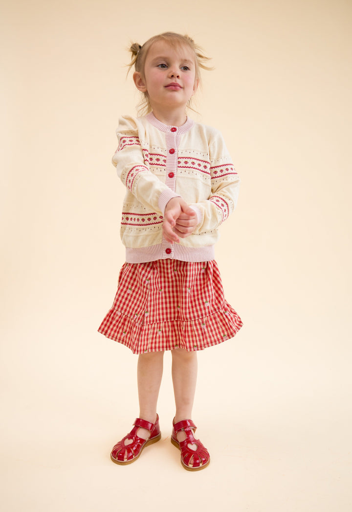 [Floss] Lelou Cardigan - Soft White / Berry Stripe