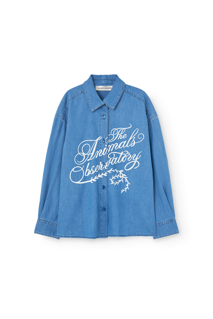 [TAO]Wolf Denim Kid Shirt - Dusty Blue