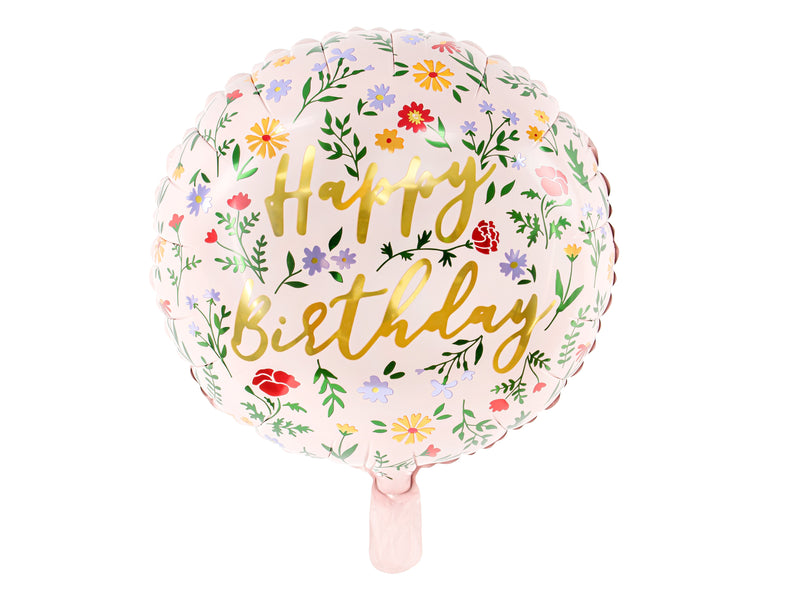 Foil balloon Happy Birthday, 45cm, light pink