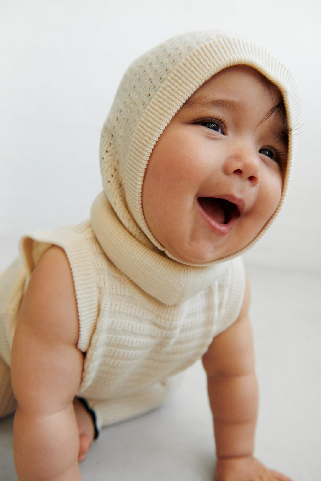 [FUB] Baby Pointelle Balaclava - Ecru