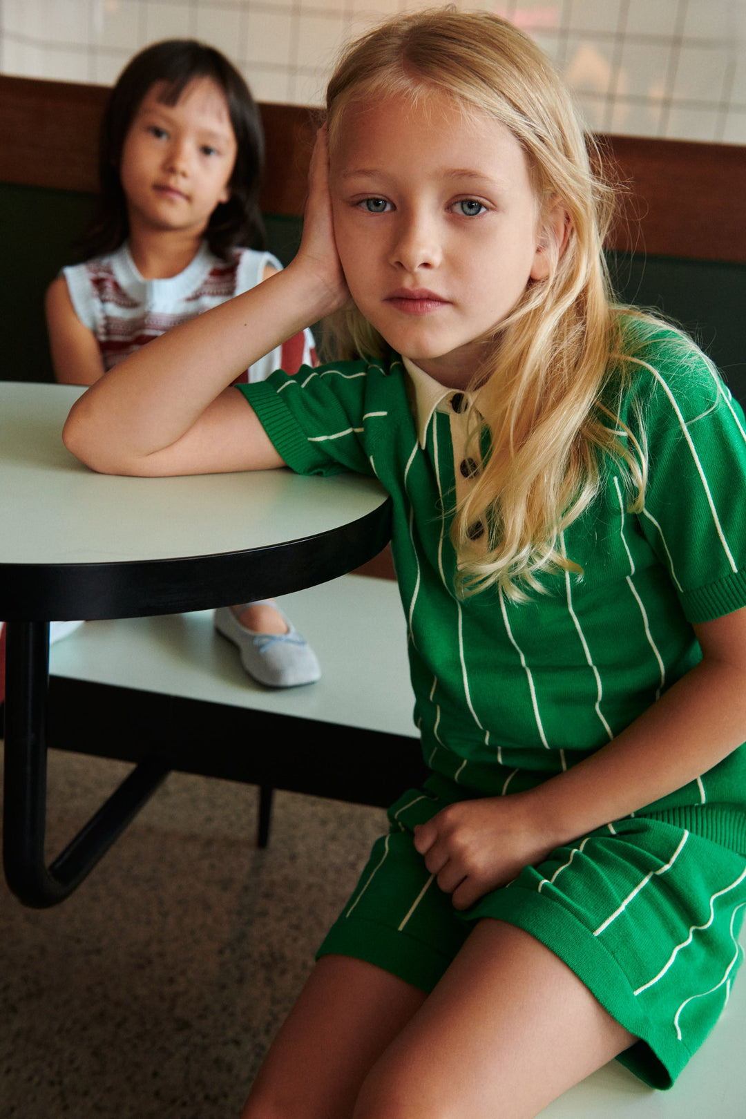 [Fub] Striped Polo - Basil / Ecru