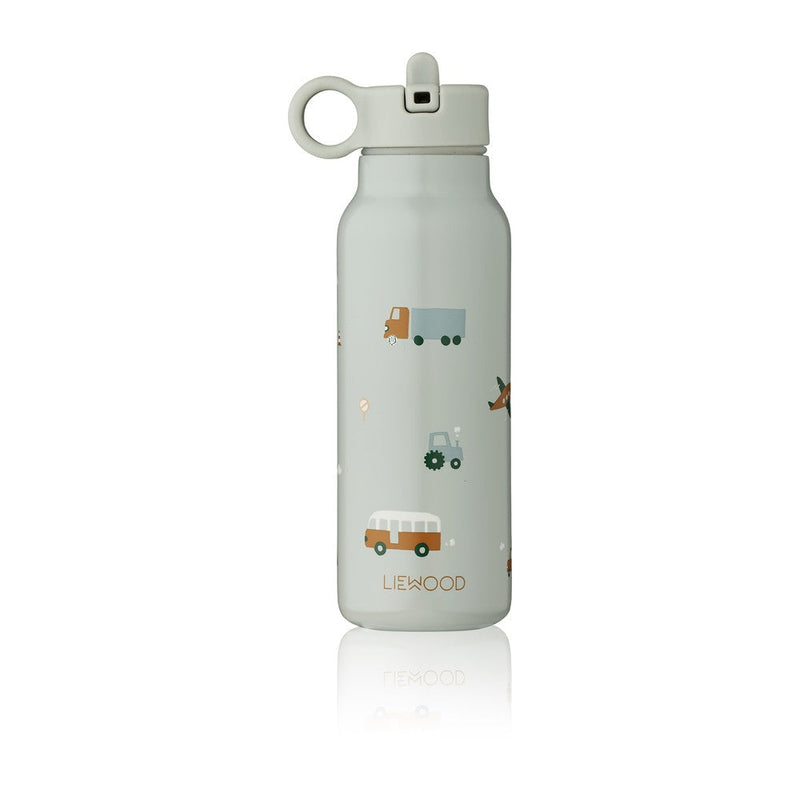 [Liewood ] Falk water bottle 350ML - Vehicles / Dove Blue Mix