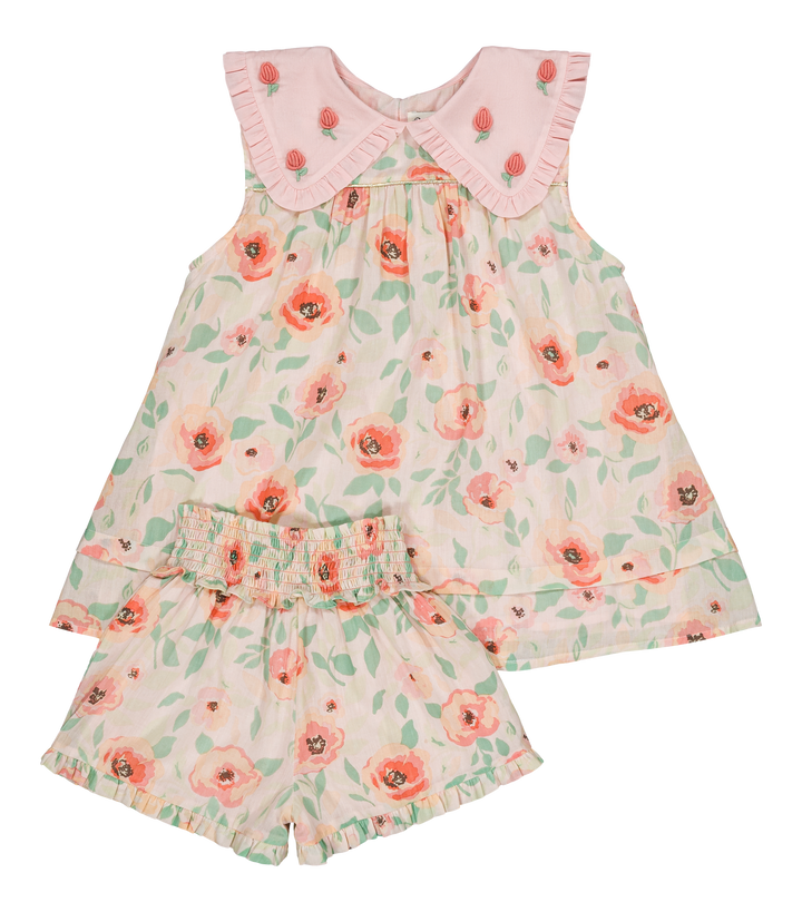 [Bachaa] Flamingo Blouse & Short Set - Poppy Print