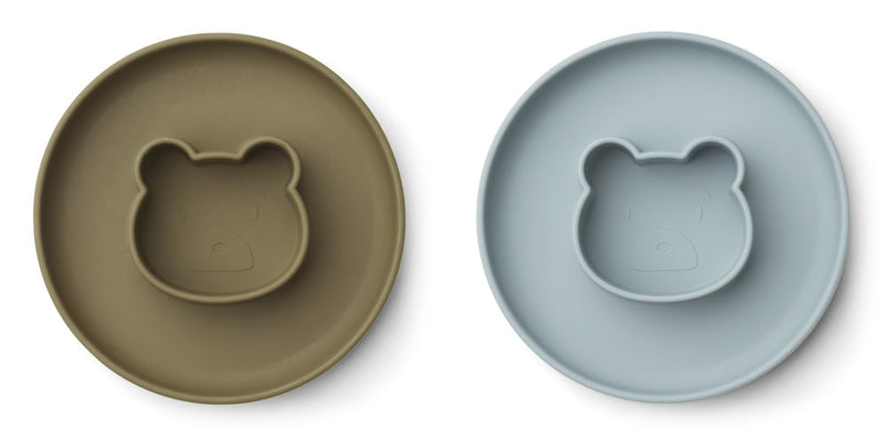 [Liewood] Gordon Plate 2-Pack - Mr Bear Blue / Khaki Mix