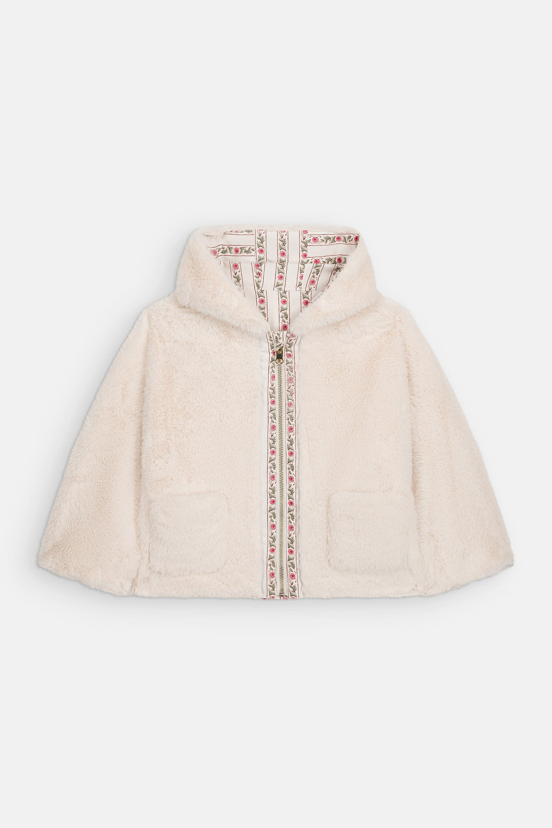 [Louise Misha] Reversible Coat Felvet - Cream Flower Beds