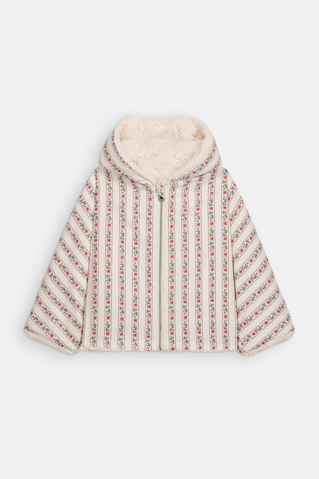 [Louise Misha] Reversible Coat Felvet - Cream Flower Beds