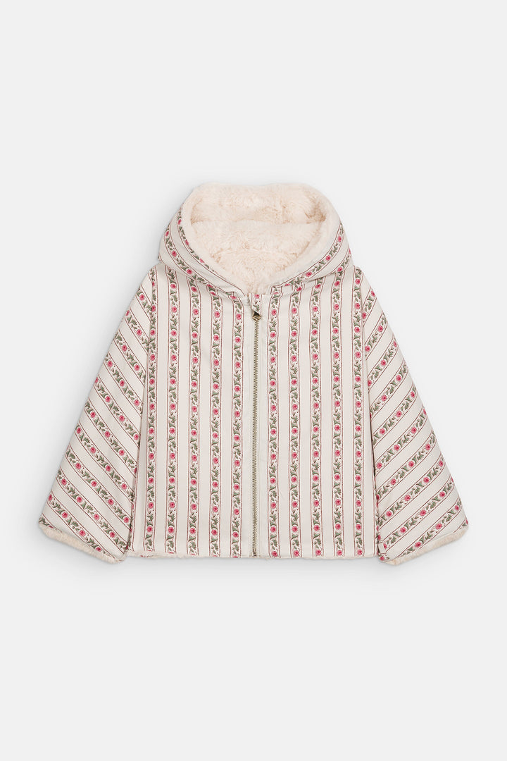 [Louise Misha] Reversible Coat Felvet - Cream Flower Beds