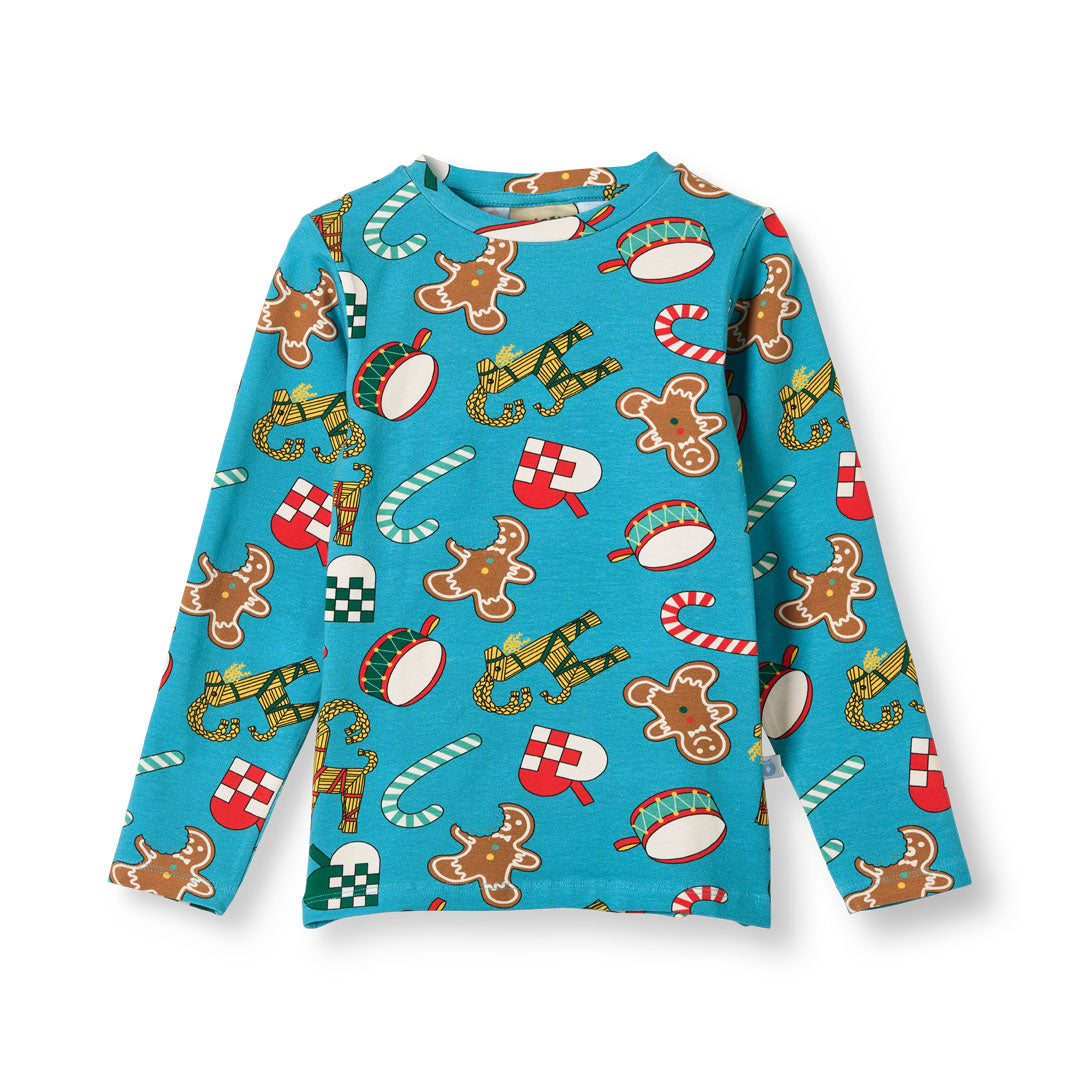 [Smafolk] Gala Long Sleeve With Christmas Decorations - Creamy Blue