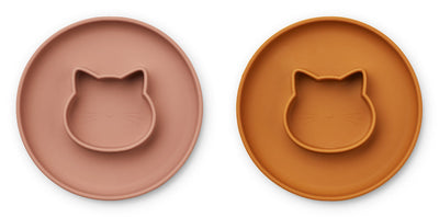 [Liewood] Gordon Plate 2-Pack - Cat Dark Rose / Mustard  mix