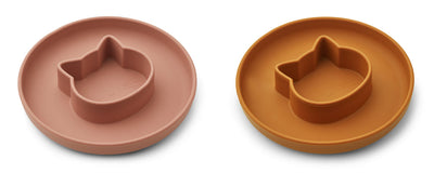 [Liewood] Gordon Plate 2-Pack - Cat Dark Rose / Mustard  mix