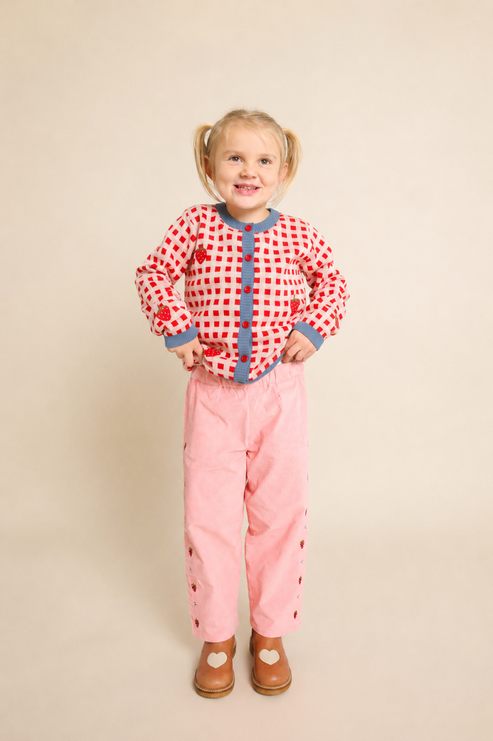 [Floss]Hollie Cardigan - Berry Red Gingham