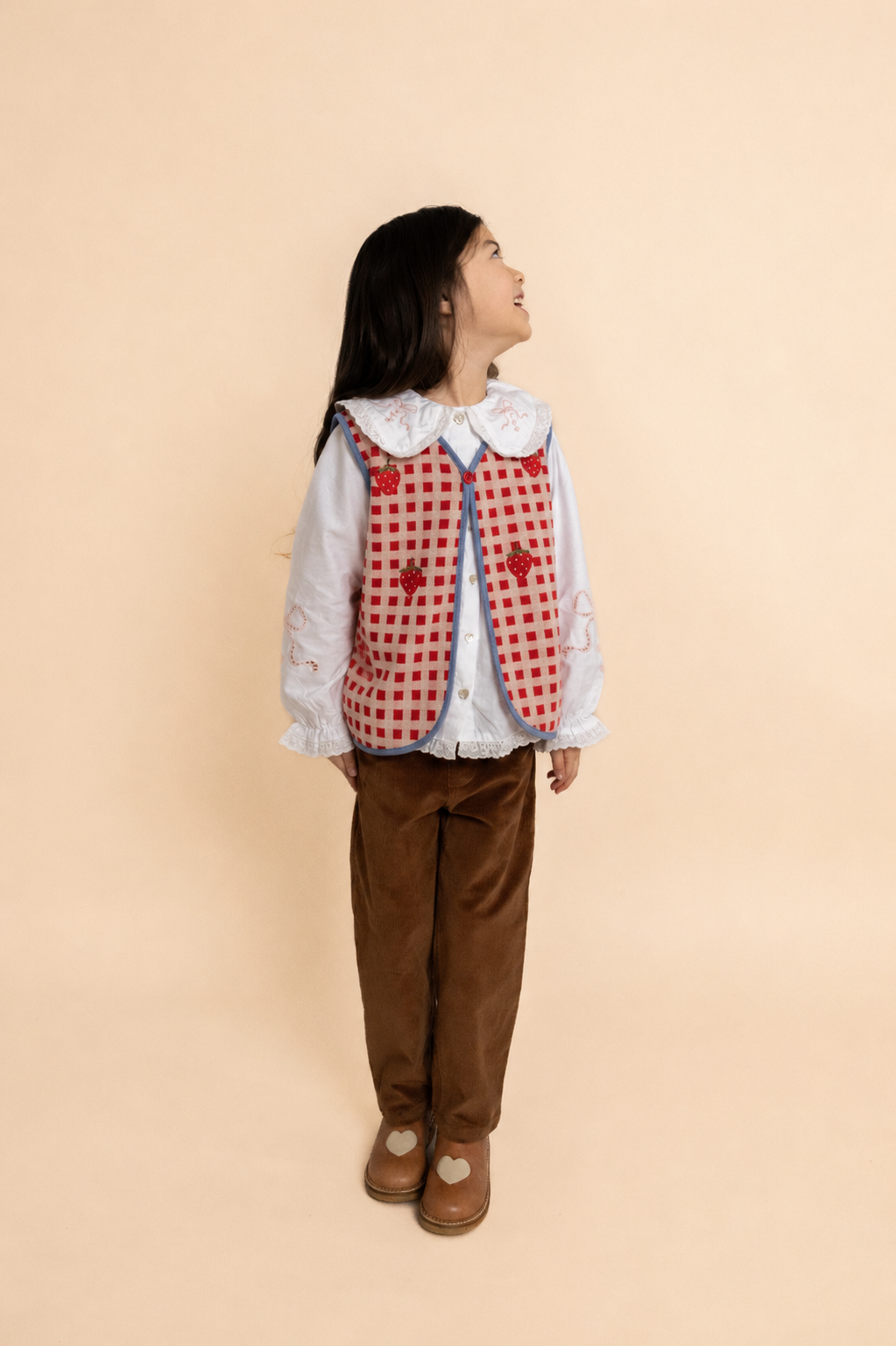[Floss]Hollie Vest - Berry Red Gingham