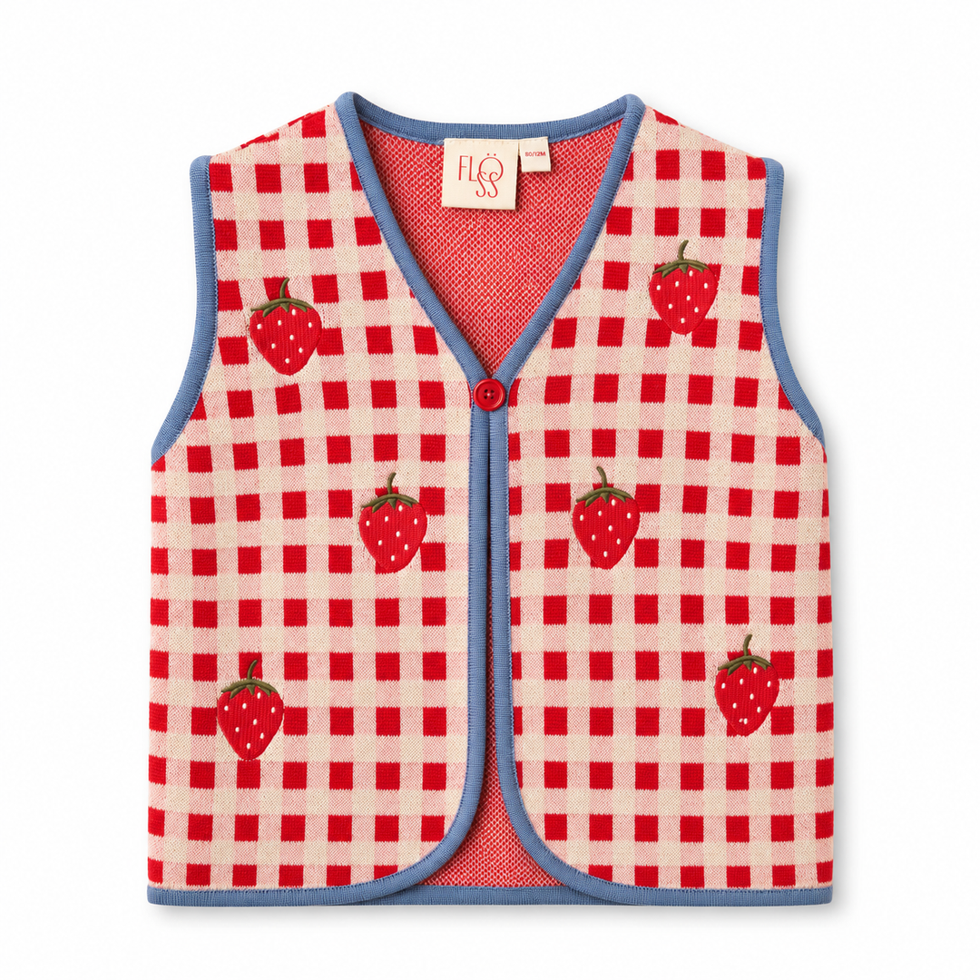 [Floss]Hollie Vest - Berry Red Gingham