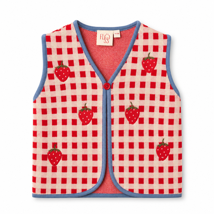 [Floss]Hollie Vest - Berry Red Gingham