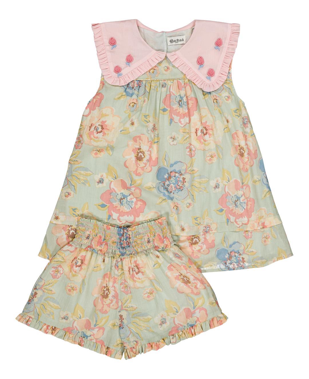 [Bachaa] Ice Flow Blouse & Short Set - Watercolor print