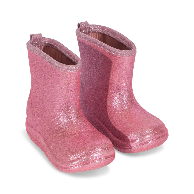 [Konges slojd] Luc Leichter Glitzer-Gummistiefel - Glitzerrose