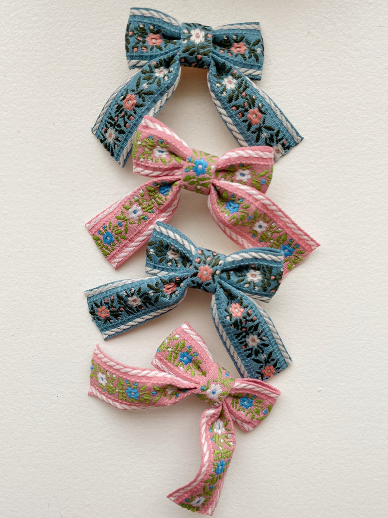 [Konges slojd] 4 Pack Ribbon Bow Hair Clips - Sorbet