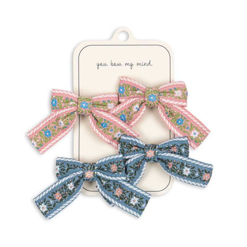 [Konges slojd] 4 Pack Ribbon Bow Hair Clips - Sorbet