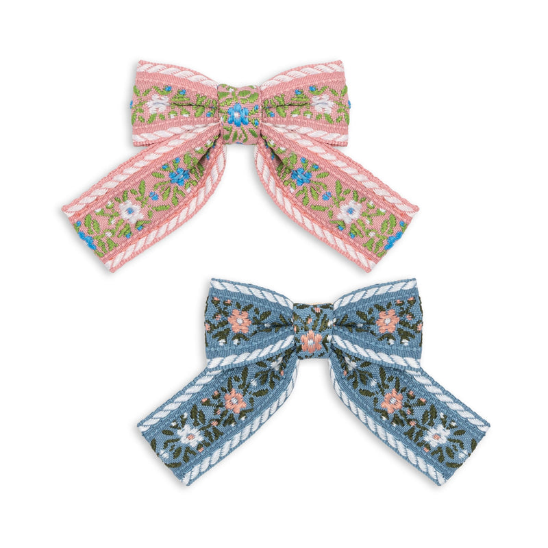 [Konges slojd] 4 Pack Ribbon Bow Hair Clips - Sorbet