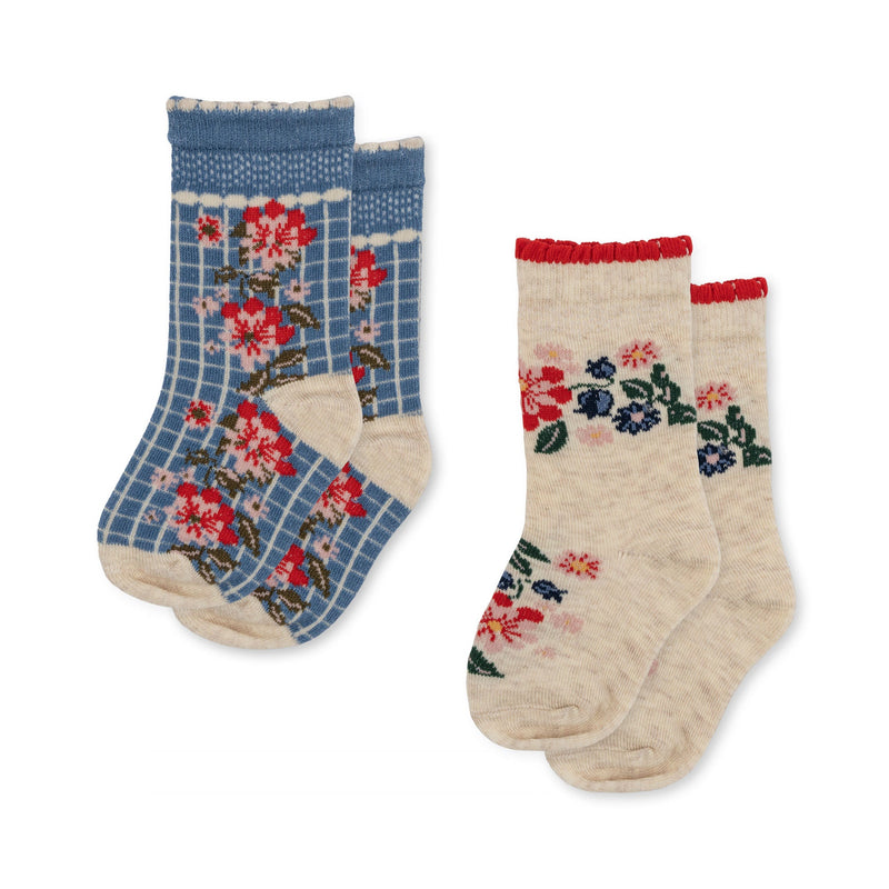 [Konges slojd] 2Pack Flower Jacquard Socks