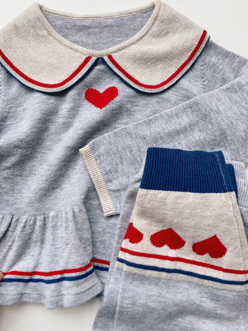 [Konges slojd] Maxime Knit Collar Blouse - Heart Stripe