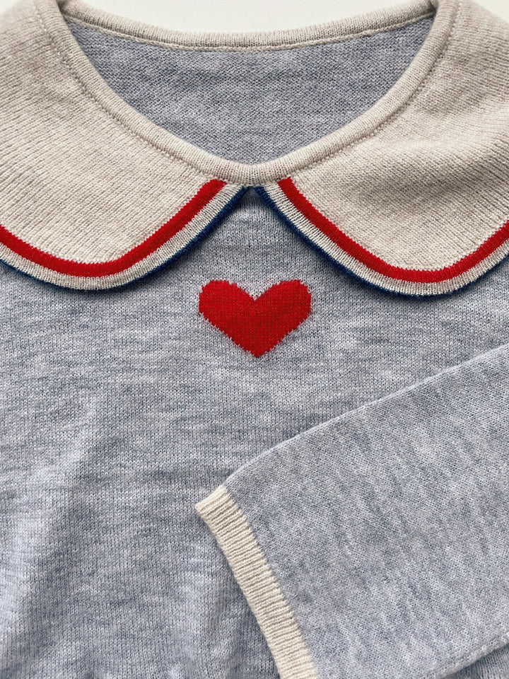 [Konges slojd] Maxime Strickkragenbluse – Herzstreifen