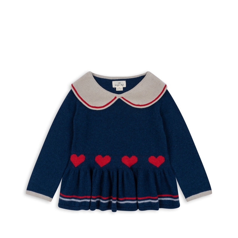 [Konges slojd] Maxime Knit Collar Blouse - Navy Peony