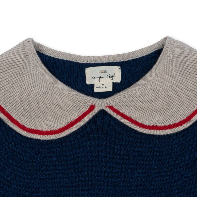 [Konges slojd] Maxime Knit Collar Blouse - Navy Peony