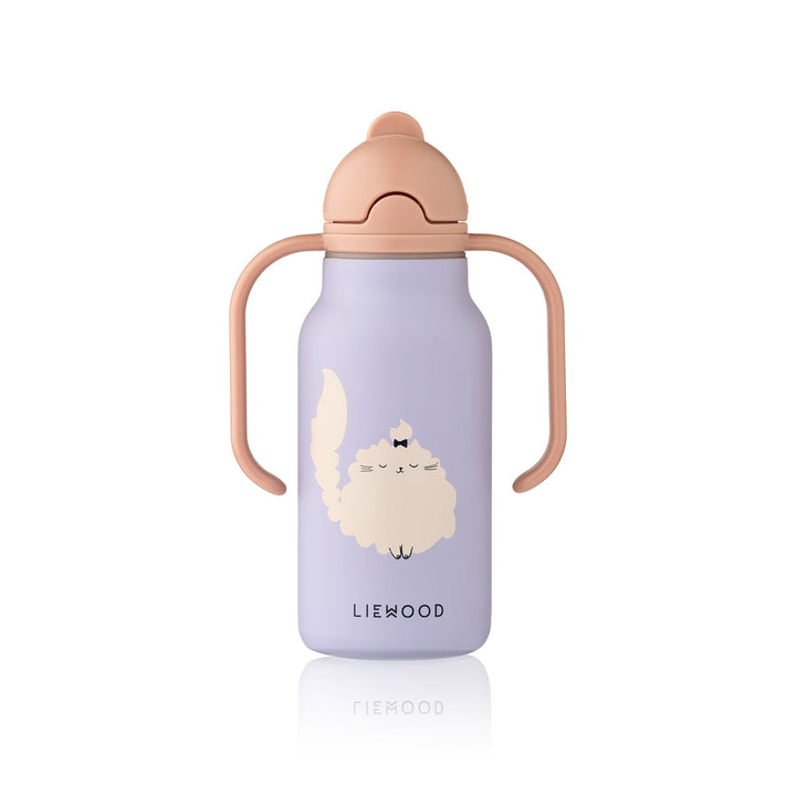 [Liewood] Kimmie Steel Water Bottle 250ml - Cat/Warm Lilac