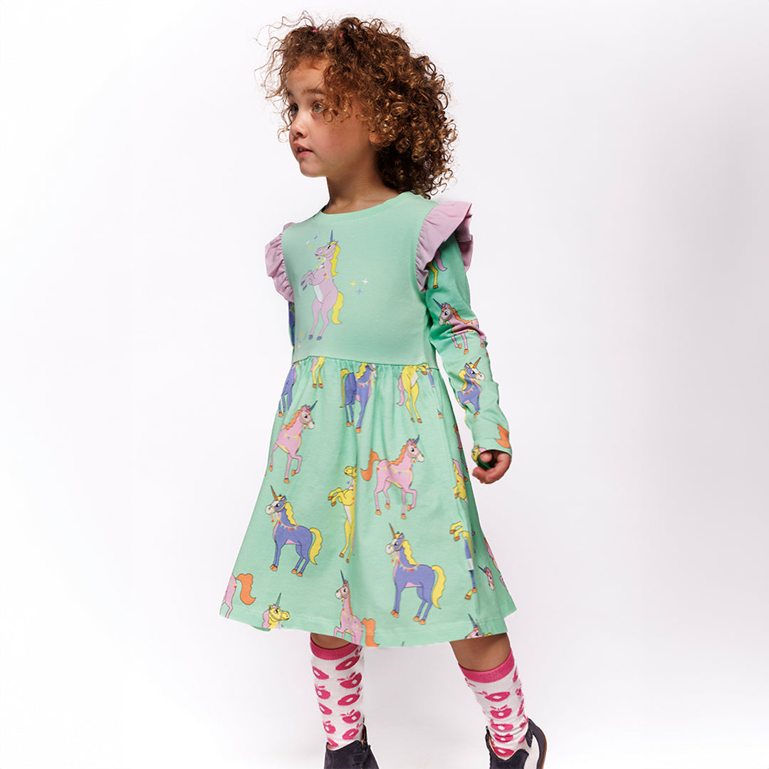 green unicorn dress Green Corduroy Unicorn Dress Petitroyalkids