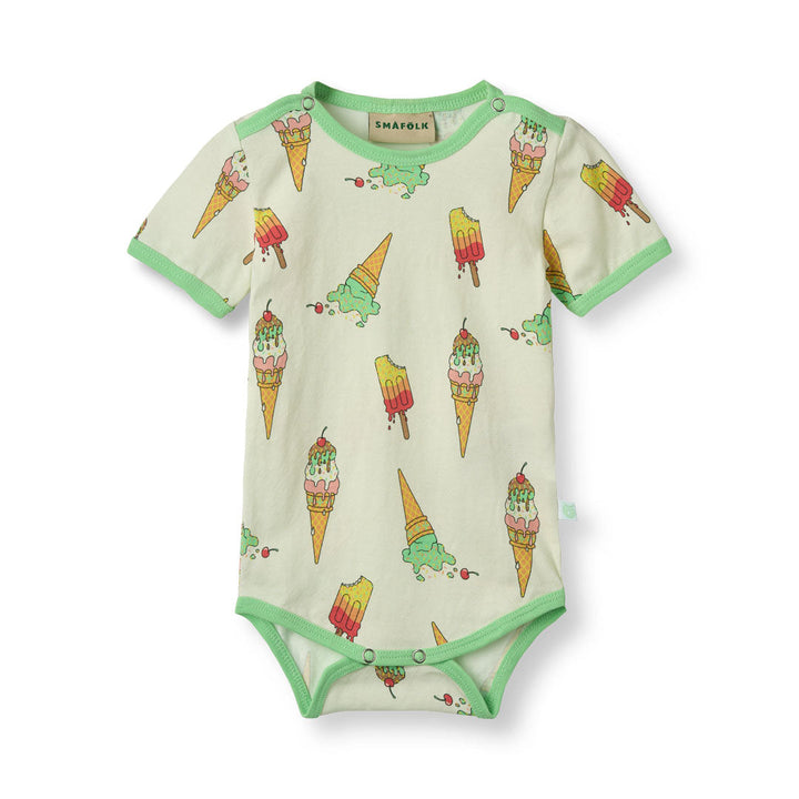 [Smafolk] Short Sleeved Baby Body With Ice Cream - Marsmallow