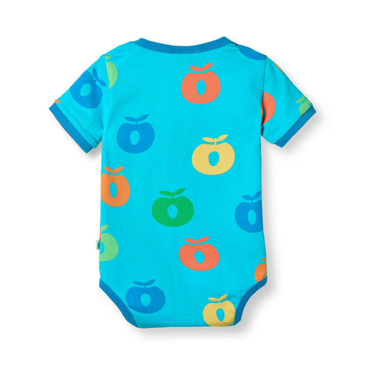 [Smafolk] Short Sleeved Baby Body With Apple - Blue Atoll