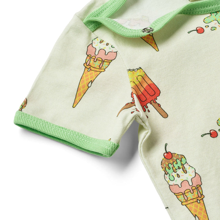 [Smafolk] Short Sleeved Baby Body With Ice Cream - Marsmallow