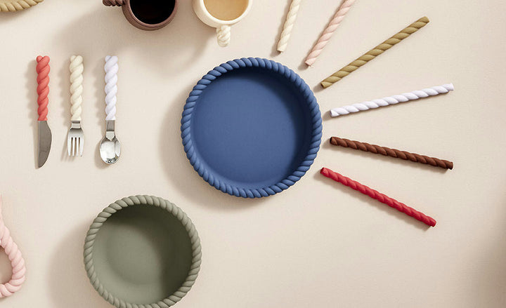 [OYOY] Mellow Plate & Bowl - Blue / Olive