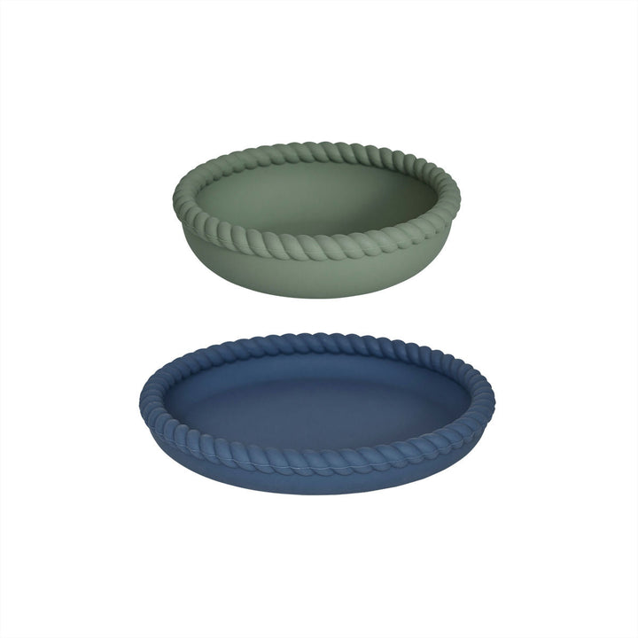 [OYOY] Mellow Plate & Bowl - Blue / Olive