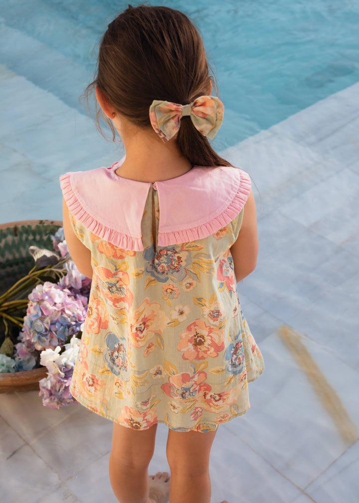 [Bachaa] Ice Flow Blouse & Short Set - Watercolor print