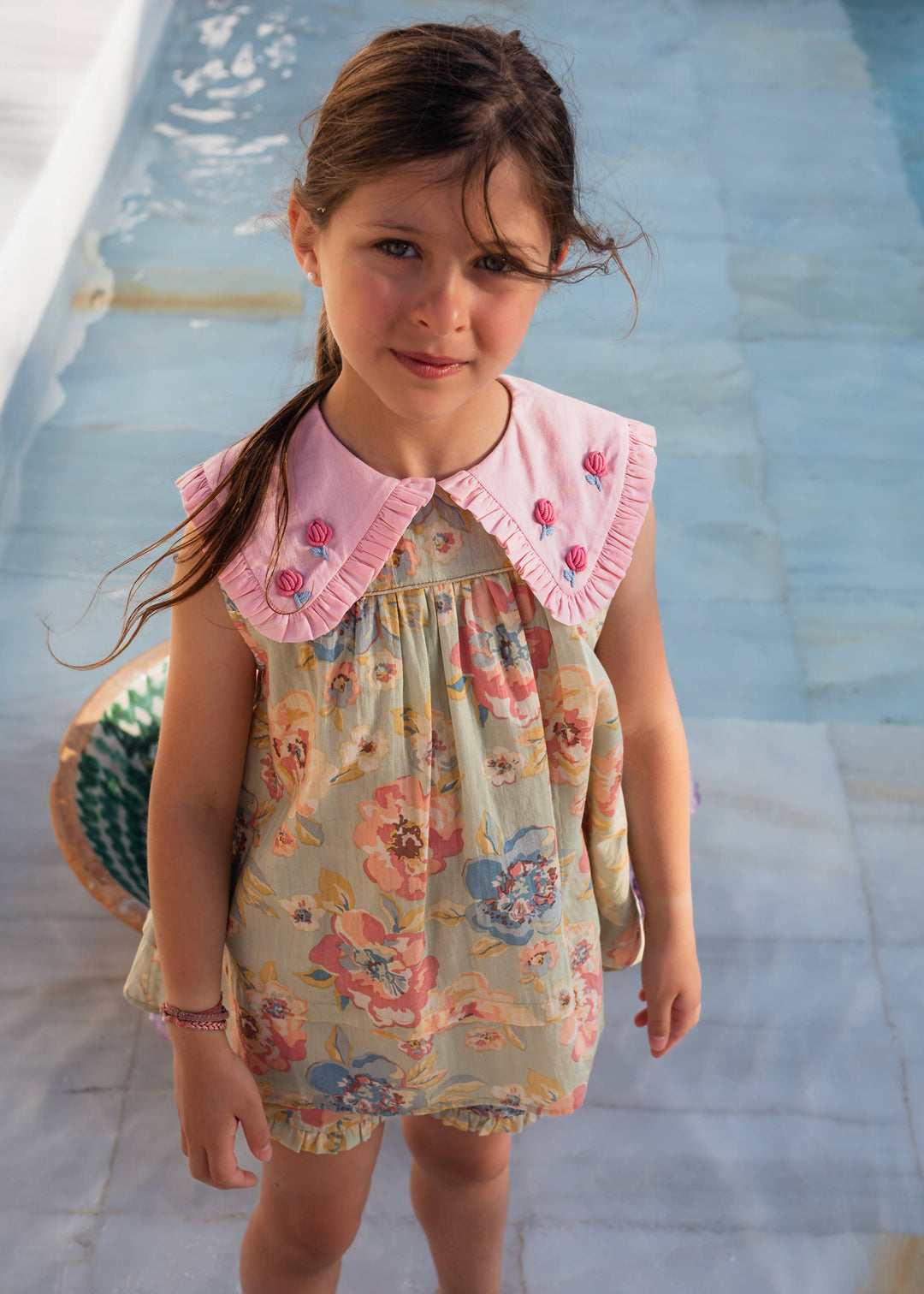 [Bachaa] Ice Flow Blouse & Short Set - Watercolor print