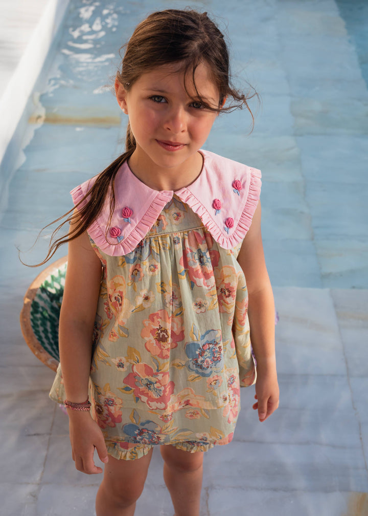 [Bachaa] Ice Flow Blouse & Short Set - Watercolor print