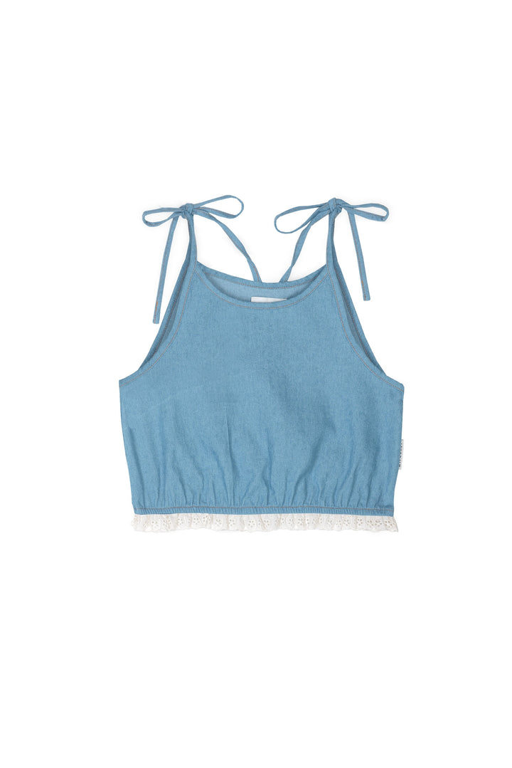 [Mipounet] Aroa Denim Top - Light Blue