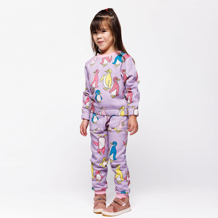 [Smafolk] Macoun Sweatpants With Penguins - Heather Purple