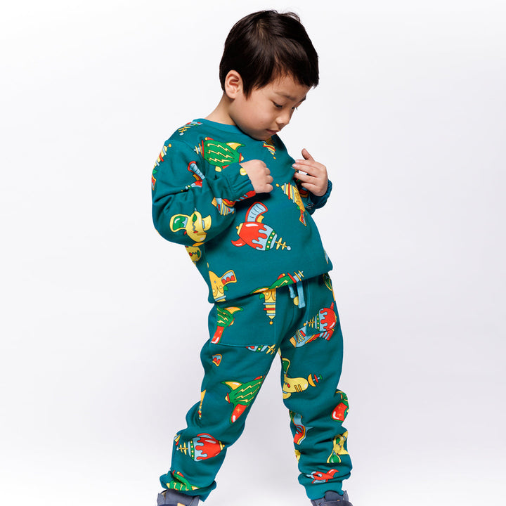 [Smafolk] Macoun Sweatpants Space Blasters- Petroleum Green