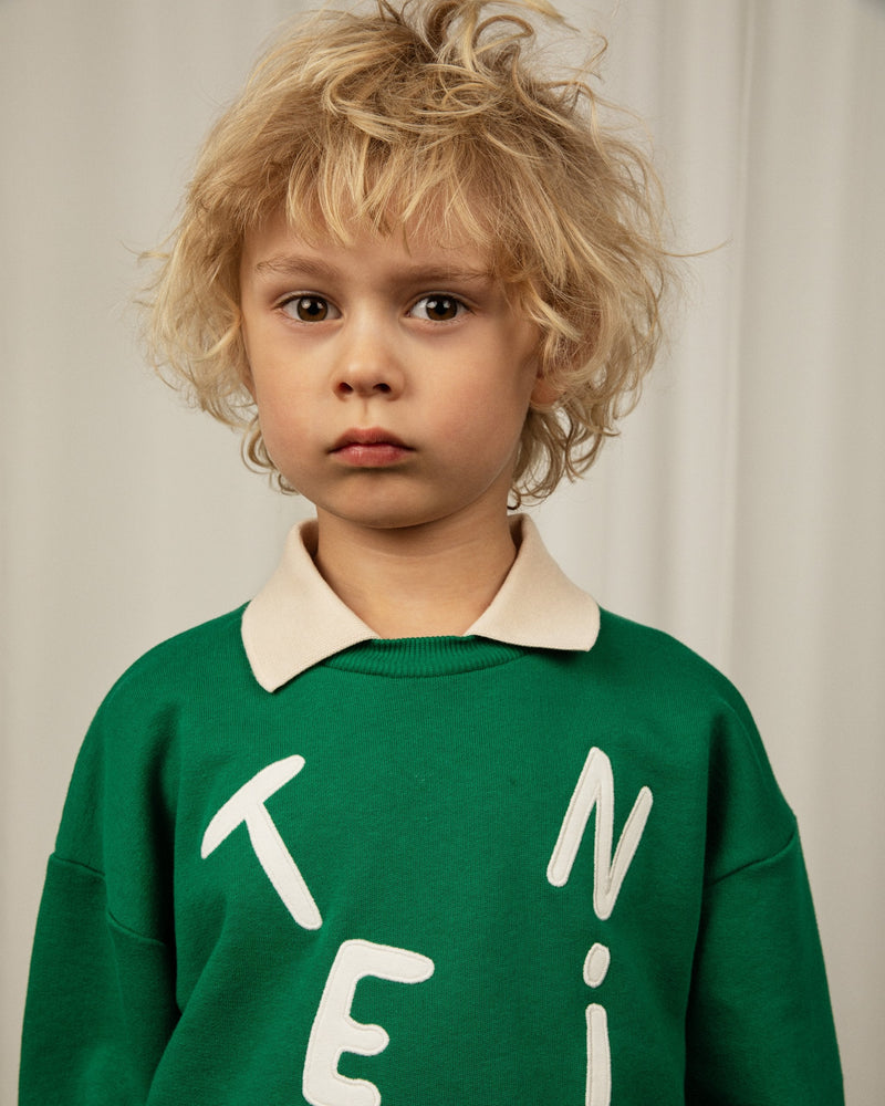 [Mini Rodini] Sweatshirt mit Kragen und Tennis-Applikation - Grün