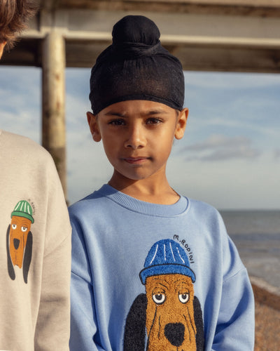 [Mini Rodini] Sweatshirt aus Chenille mit Bluthundmotiv