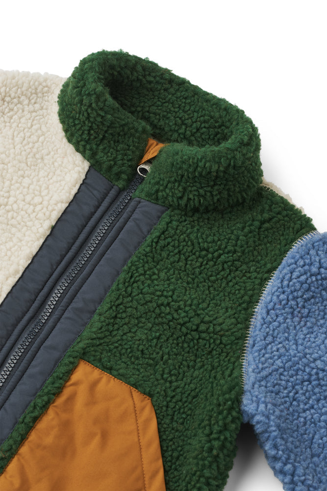 [Liewood] Noam Pile Jacket - Garden green multi mix