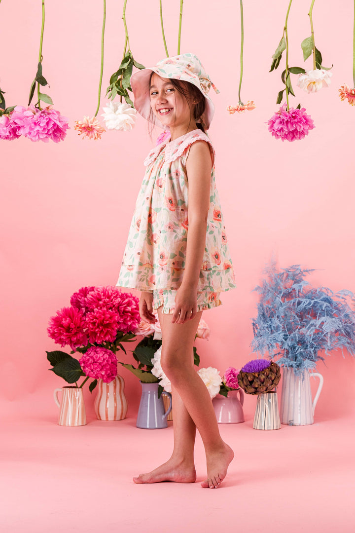 [Bachaa] Flamingo Blouse & Short Set - Poppy Print