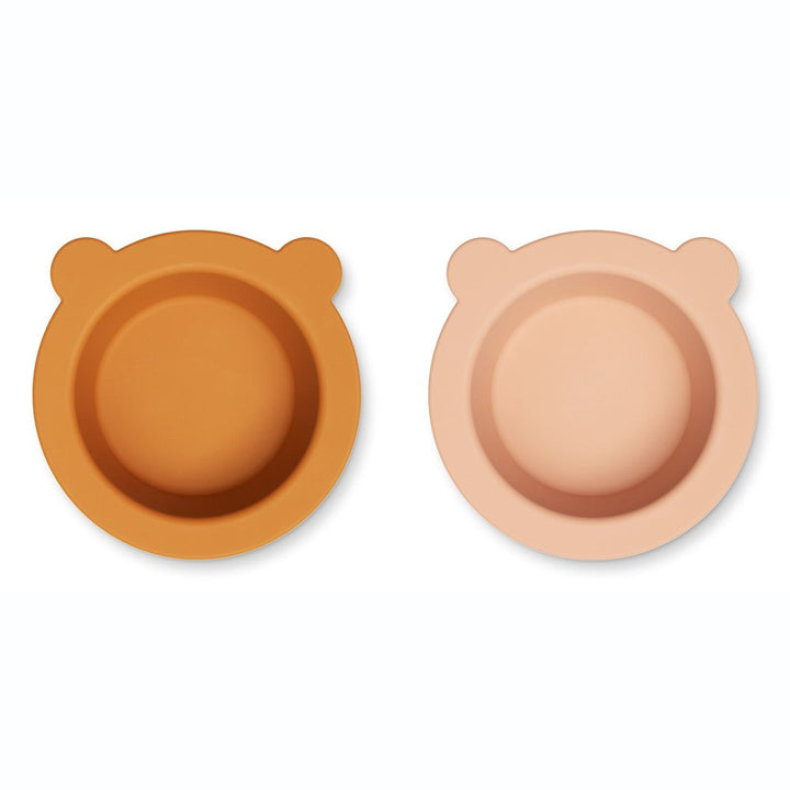 [Liewood] Peony Bowl With Suction Cup 2-pack - Mustard/Tuscany Rose Mix