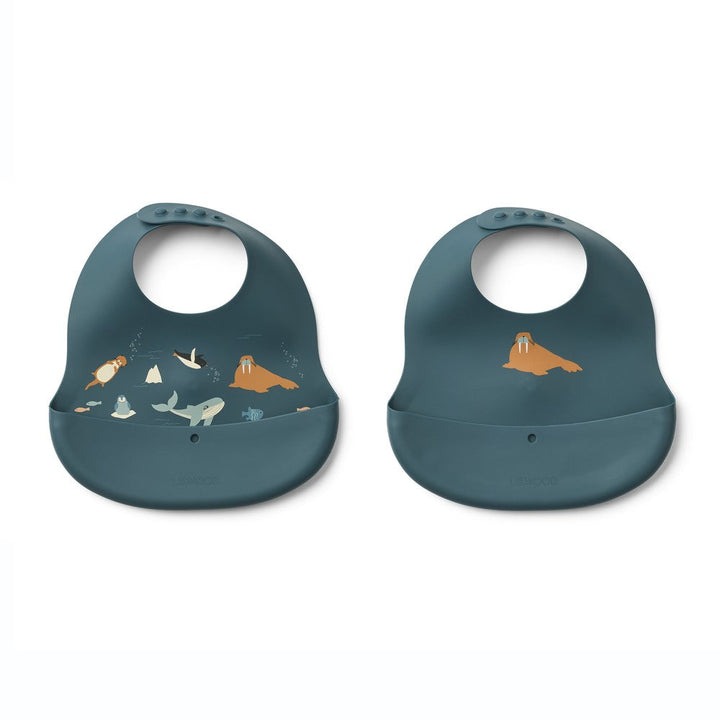 [Liewood] Ember Printed Bib 2-Pack - Arctic Sea/Ocean View