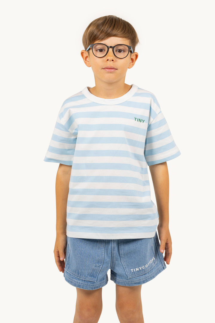 [TINYCOTTONS] Stripes Tee - Dusty Blue / Off White